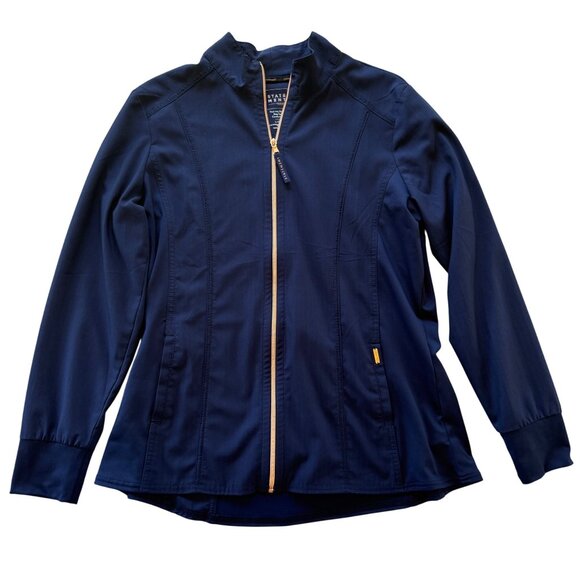 Cherokee Uniforms Statement Zip Front Jacket Navy L Four-Way Stretch Comfort Sof - Picture 1 of 5